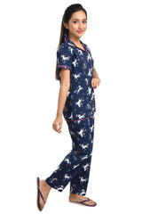 Clothe Funn Girls Unicorn Printed Night Suit, Navy
Half Sleeve Shirt & Pant