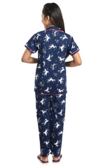 Clothe Funn Girls Unicorn Printed Night Suit, Navy
Half Sleeve Shirt & Pant