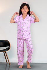 Clothe Funn Girls All-Over Unicorn Printed Night Suit, Purple
Half Sleeve Shirt & Pant