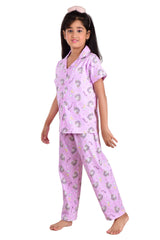 Clothe Funn Girls All-Over Unicorn Printed Night Suit, Purple
Half Sleeve Shirt & Pant