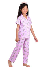 Clothe Funn Girls All-Over Unicorn Printed Night Suit, Purple
Half Sleeve Shirt & Pant
