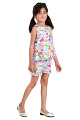 Clothe Funn Girls Water Printed Co-Ord Set, White
Sleeveless Shirt & Shorts