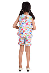 Clothe Funn Girls Water Printed Co-Ord Set, White
Sleeveless Shirt & Shorts