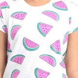 Clothe Funn Girls Watermelon Printed Crop Top Set, White AOP
Crop Top & Shorts
