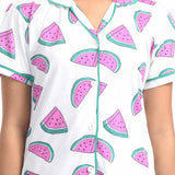 Clothe Funn Girls Watermelon Printed Night Suit, White
Half Sleeve Shirt & Pant
