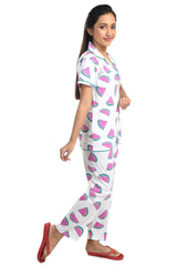 Clothe Funn Girls Watermelon Printed Night Suit, White
Half Sleeve Shirt & Pant