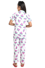 Clothe Funn Girls Watermelon Printed Night Suit, White
Half Sleeve Shirt & Pant