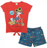 Clothe Funn Girls Weekend Printed Set, Coral & Air Force
T-Shirt & Shorts