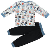 Clothe Funn Baby Boys Co-Ordinate Set, Full Sleeve T-Shirts & Full Pant, Off white & Black