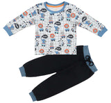 Clothe Funn Baby Boys Co-Ordinate Set, Full Sleeve T-Shirts & Full Pant, Off white & Black