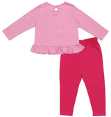 Clothe Funn Baby Girls Co-Ordinate Set, Full sleeve T-Shirts & Full Pant, Pink & Fuschia