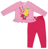 Clothe Funn Baby Girls Co-Ordinate Set, Full sleeve T-Shirts & Full Pant, Pink & Fuschia