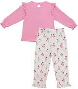 Clothe Funn Baby Girls Co-Ordinate Set, Full sleeve T-Shirts & Full Pant, Pink & Offwhite