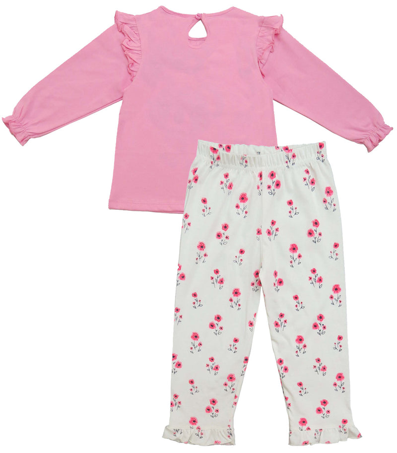 Clothe Funn Baby Girls Co-Ordinate Set, Full sleeve T-Shirts & Full Pant, Pink & Offwhite