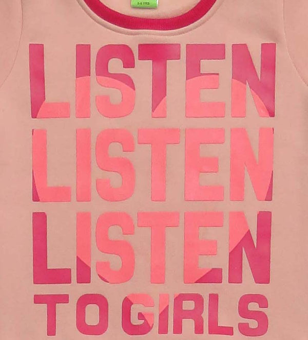 Clothe Funn Girls Fleece sweatshirt, Peach