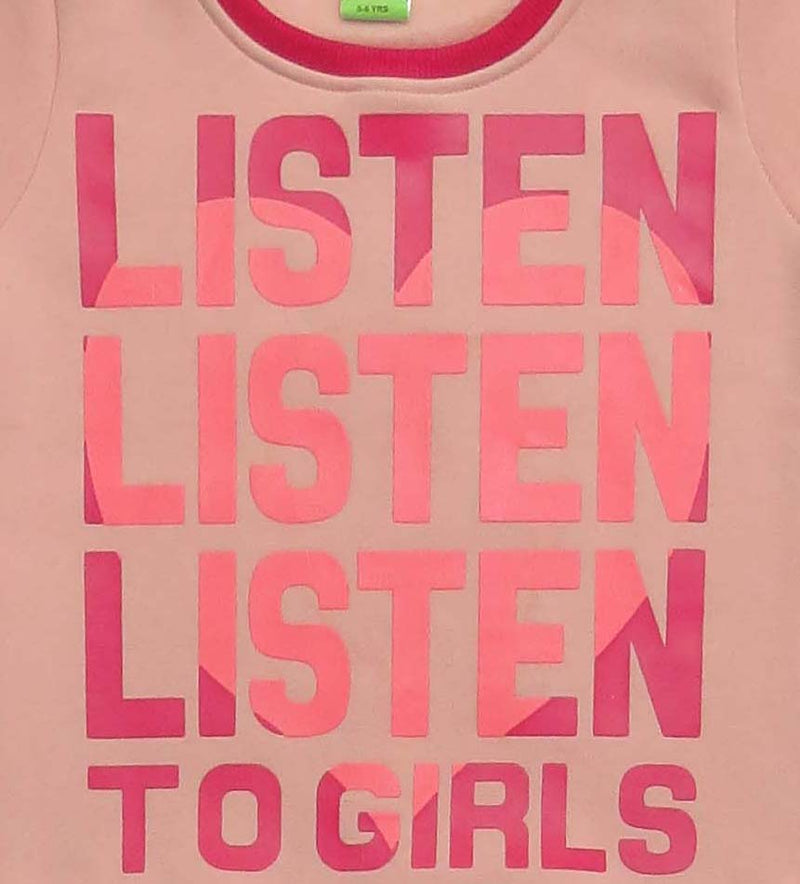 Clothe Funn Girls Fleece sweatshirt, Peach