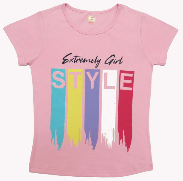 Girls Chest Printed T-Shirts,Pink, Combo:-27 (Pack of 2)