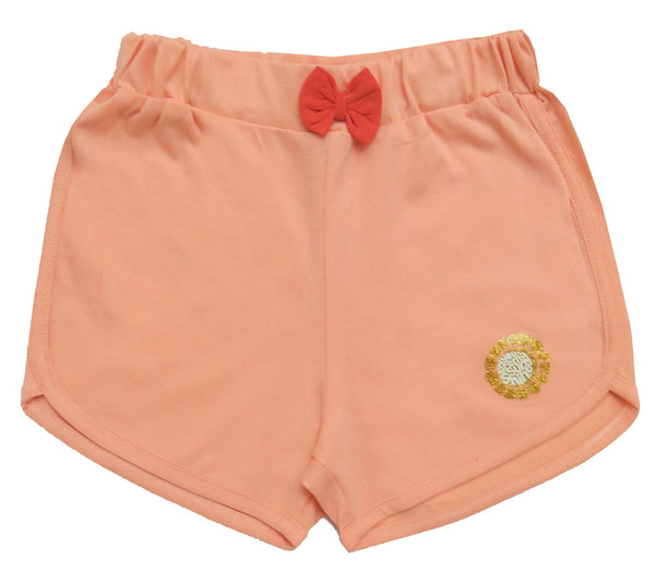 Clothe Funn Girls Printed Hot Shorts, Combo:-8 (Peach/Off White/Coral) pack of 3