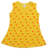 Clothe Funn Baby Girls Sleeveless Printed Frock Combo:-2 Lemon/Sky Blue/Gold(Pack Of 3)