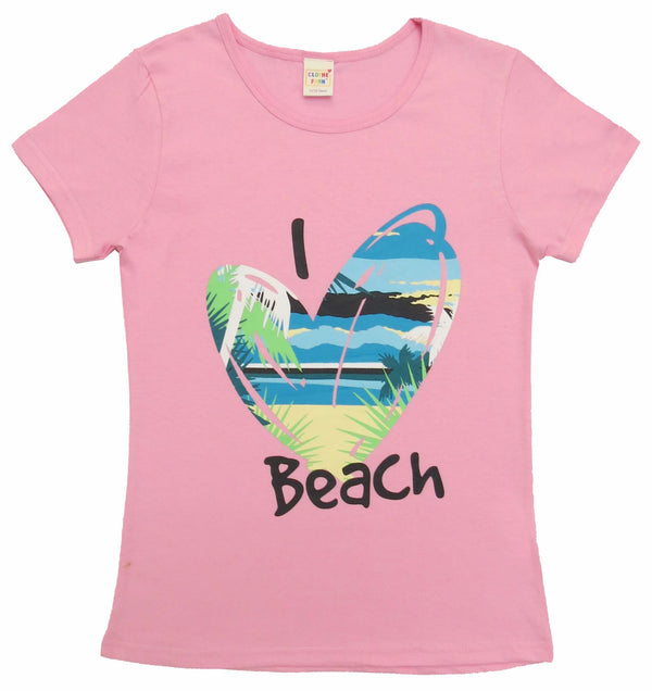 Clothe Funn Girls Chest Printed T-Shirts,Pink, Combo:-20 (Pack of 2)