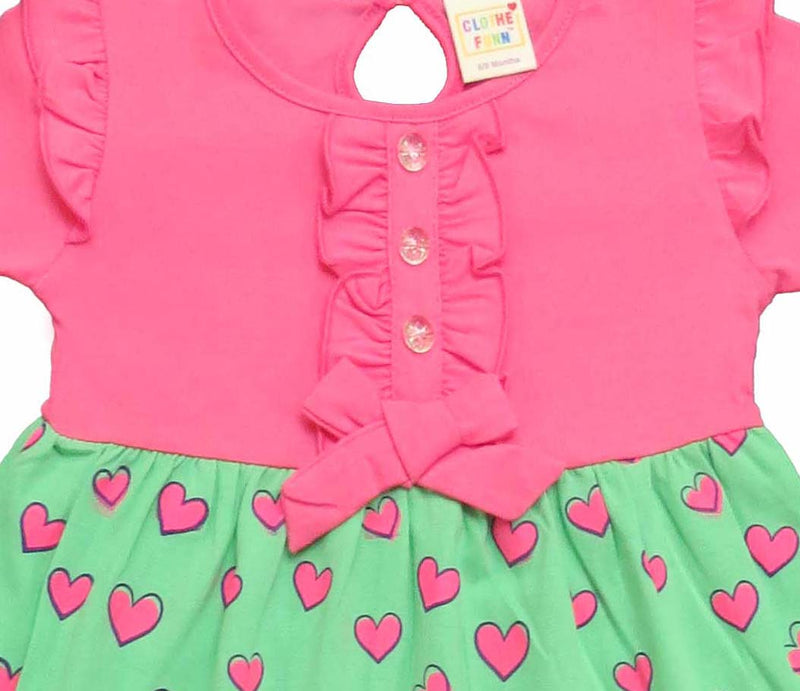 Clothe Funn New Born Baby Girl Dress, Pink/Mint Green