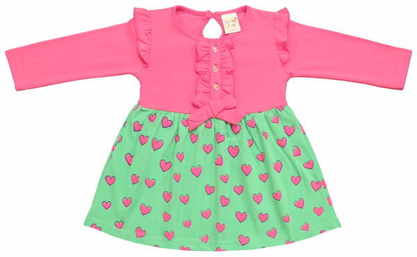 Clothe Funn New Born Baby Girl Dress, Pink/Mint Green