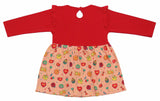 Clothe Funn New Born Baby Girl Dress, Red & Peach AOP