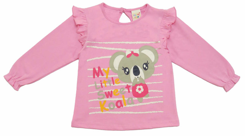 Clothe Funn Baby Girls Co-Ordinate Set, Full sleeve T-Shirts & Full Pant, Pink & Offwhite