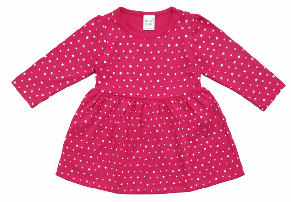 Clothe Funn Baby Girls Full Sleeves Dress, Fuschia & Lemon