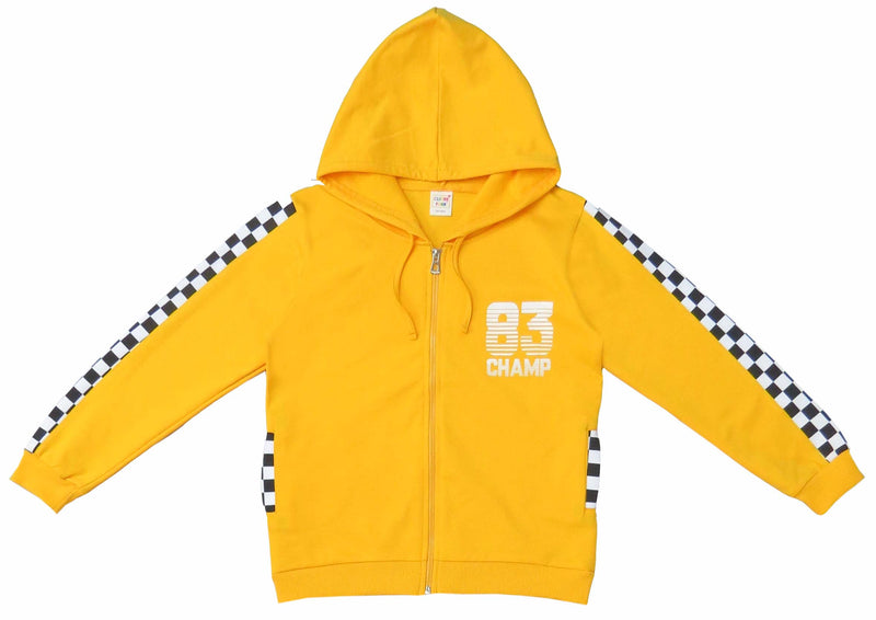 Clothe Funn Boys Tracksuit, Hood Jacket With Track Pant, Gold Checks