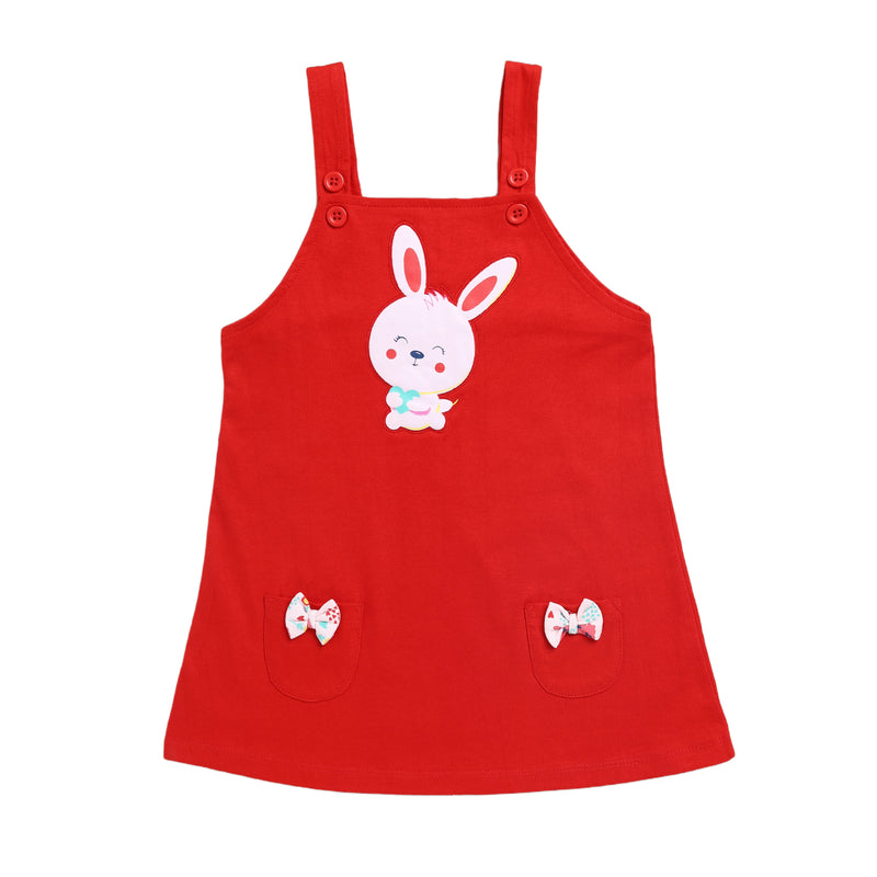 Clothe Funn New Born Baby Girl's Dress, Peach/Red