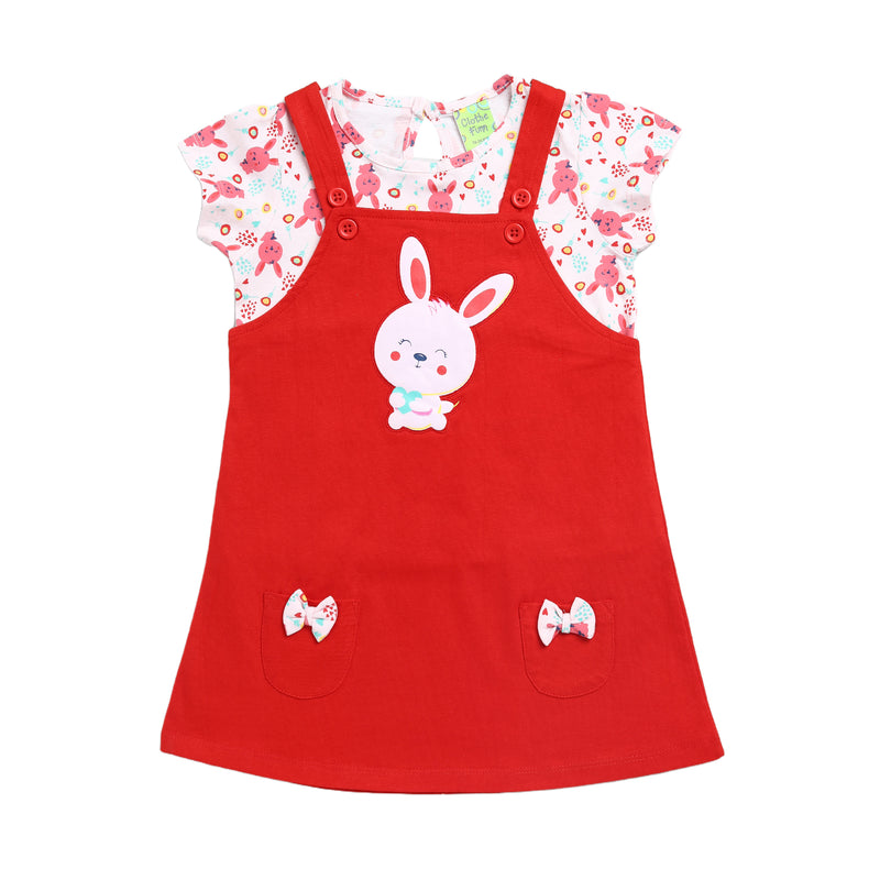 Clothe Funn New Born Baby Girl's Dress, Peach/Red