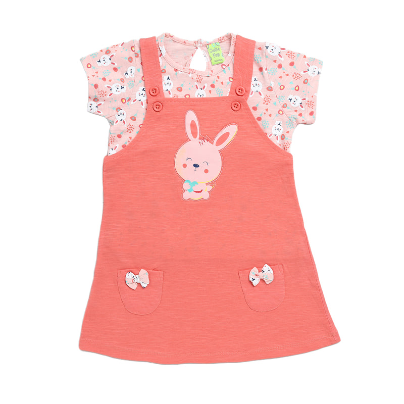 Clothe Funn New Born Baby Girl's Dress, Peach/Coral