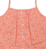 Clothe Funn Girls Co-ord Set, Short Set, Peach Polka