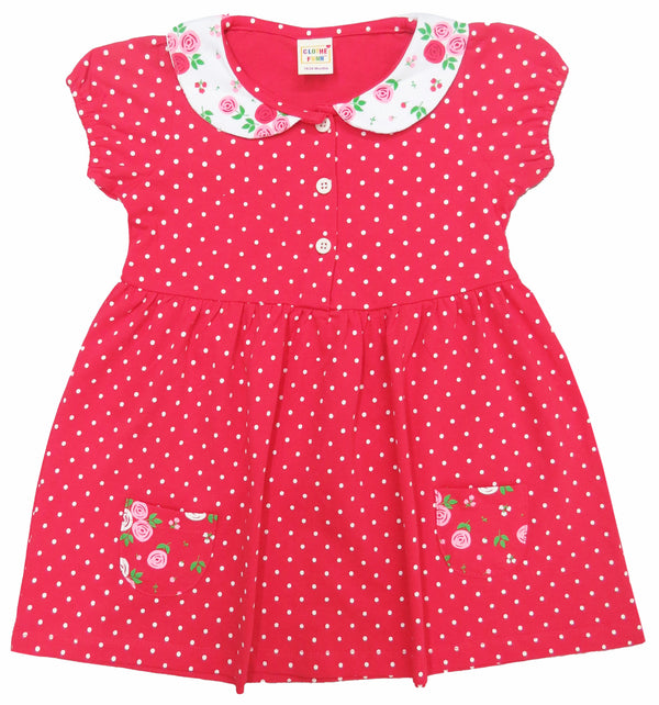 Clothe Funn New Born Baby Girl Dress, Coral AOP