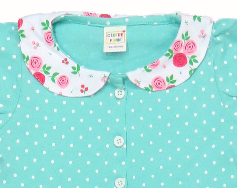 Clothe Funn New Born Baby Girl Dress, Mint AOP