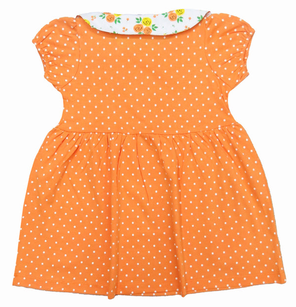 Clothe Funn New Born Baby Girl Dress, Orange AOP