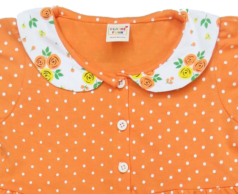 Clothe Funn New Born Baby Girl Dress, Orange AOP