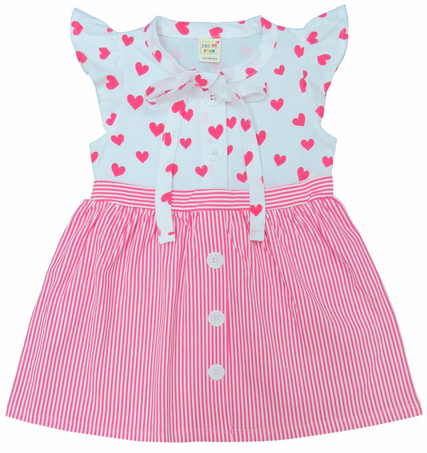 Clothe Funn New Born Baby Girls Dress, Pink Stripes