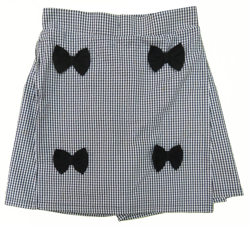 Clothe Funn Girls Solid Black Top With Checked Short Skirt Set