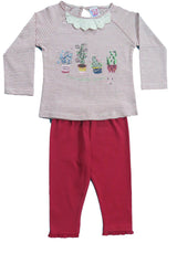 Clothe Funn Baby Girls Full Sleeve T-Shirt & Pants Set, White/Pink