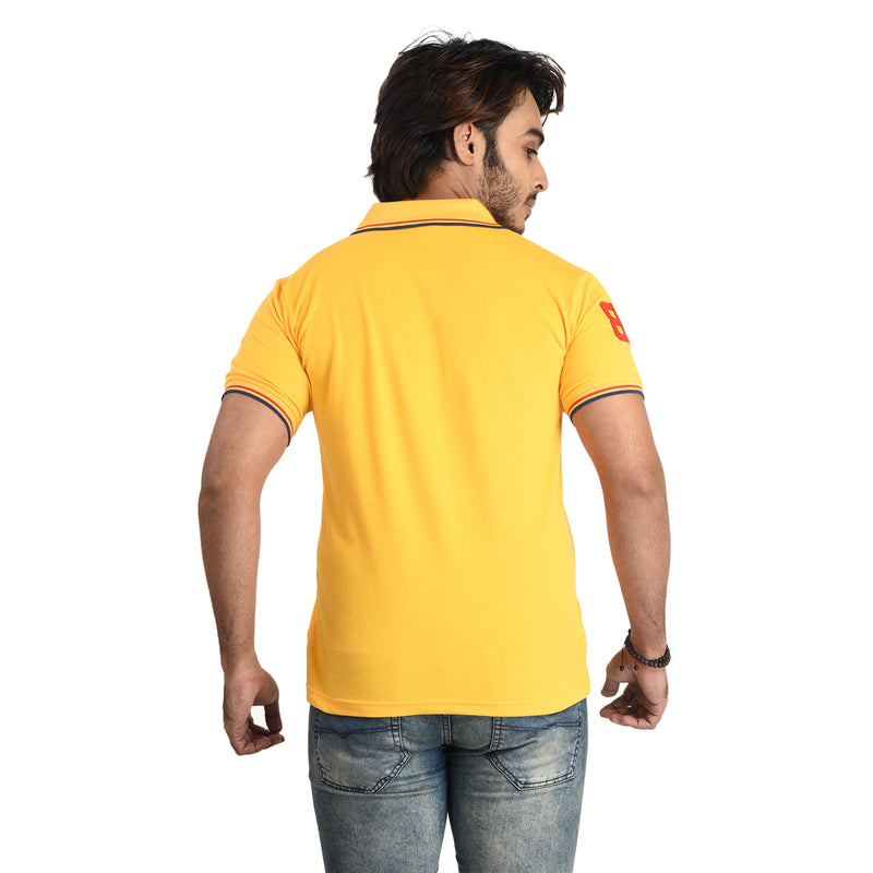 Clothe Funn Mens Polo T-Shirt Embroidery, Gold