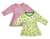 Clothe Funn Baby Girls Full Sleeve Dress Pink & Lemon (Pack of 2)