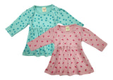Clothe Funn Baby Girls Full Sleeve Dress Pink & Mint Green (Pack of 2)
