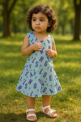 Clothe Funn Baby Girls Sleeveless Printed Frock Combo:-1 Mint/Sky Blue/Pink (Pack Of 3)