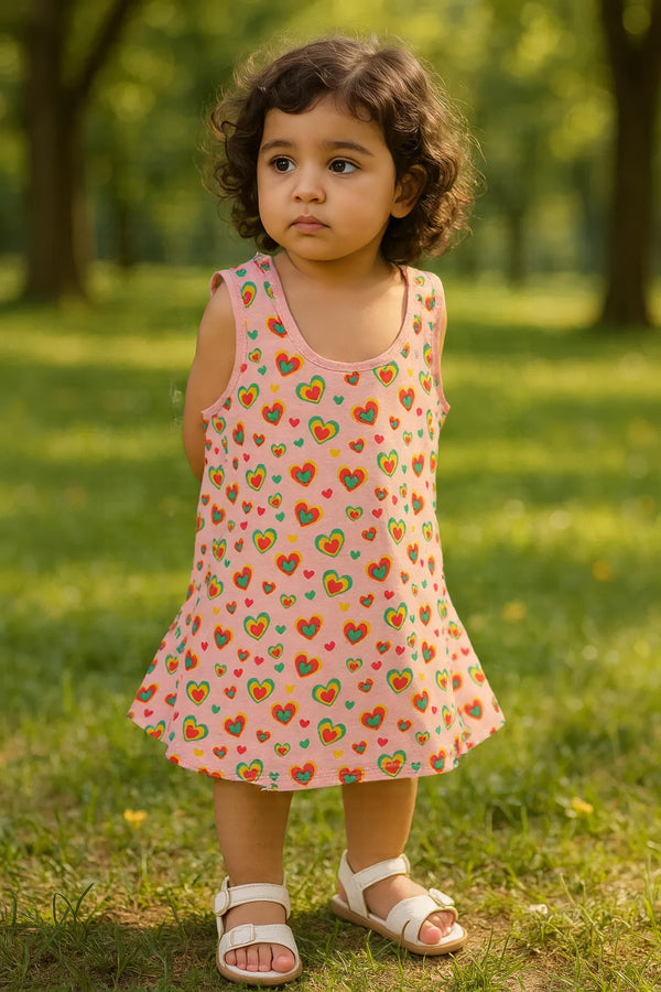 Clothe Funn Baby Girls Sleeveless Printed Frock Combo:-4 Lemon/Peach/Blue  (Pack Of 3)