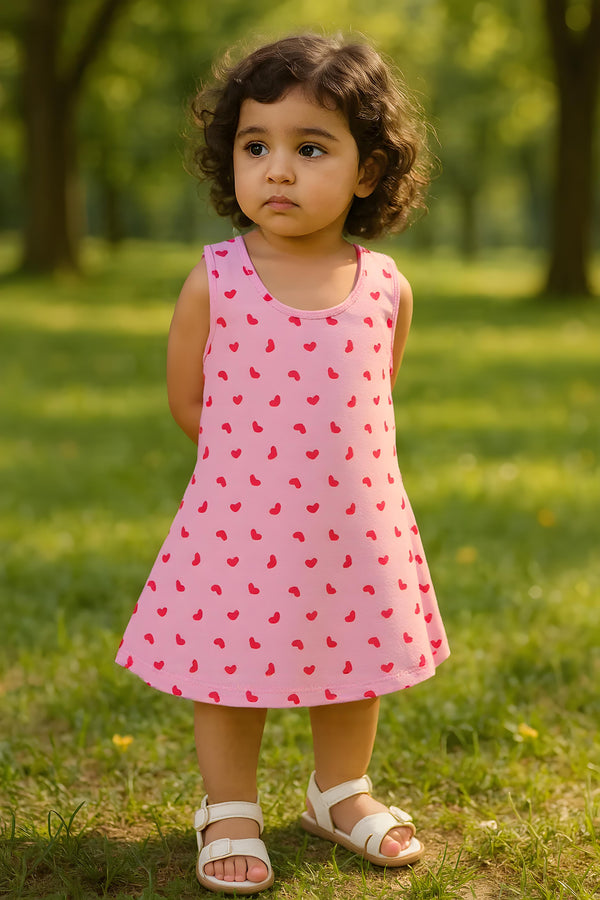 Clothe Funn Baby Girls Sleeveless Printed Frock Combo:-3 Lemon/Pink/S.Blue (Pack Of 3)