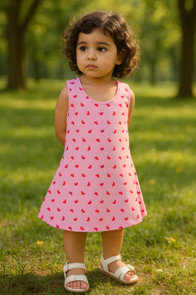 Clothe Funn Baby Girls Sleeveless Printed Frock Combo:-3 Lemon/Pink/S.Blue (Pack Of 3)