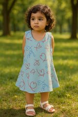 Clothe Funn Baby Girls Sleeveless Printed Frock Combo:-3 Lemon/Pink/S.Blue (Pack Of 3)