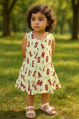 Clothe Funn Baby Girls Sleeveless Printed Frock Combo:-2 Lemon/Sky Blue/Gold(Pack Of 3)